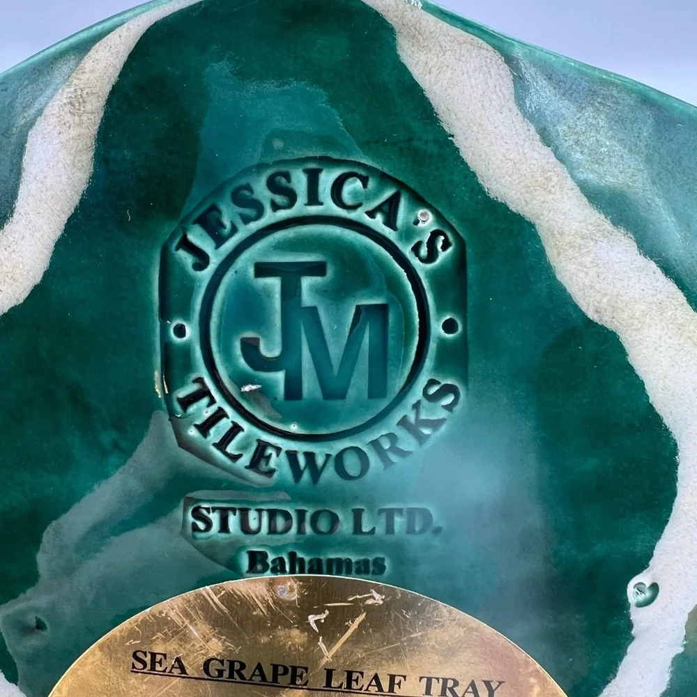Jessica’s Tileworks Studio Sea Grape Leaf Dish Tray Plate  Made In The Bahamas